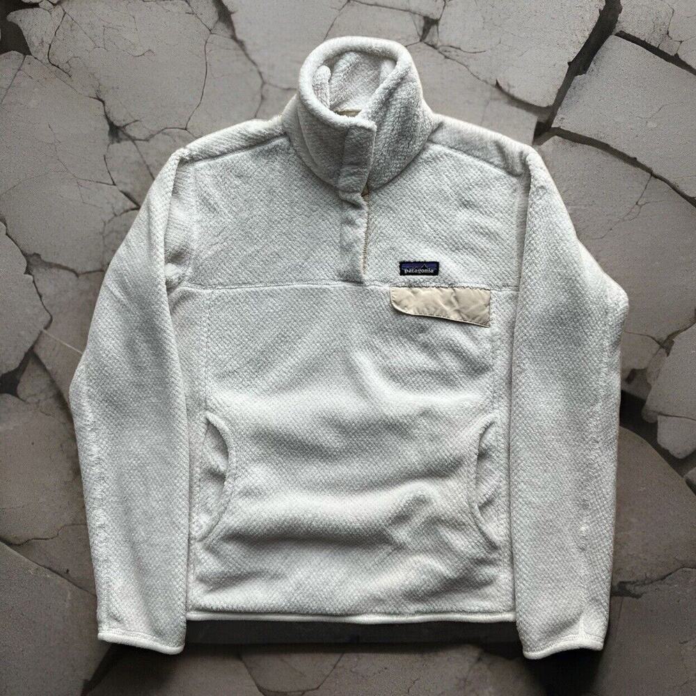 Patagonia Re Tool Pullover Medium White Soft Fleece Snap T Outdoors Hiking